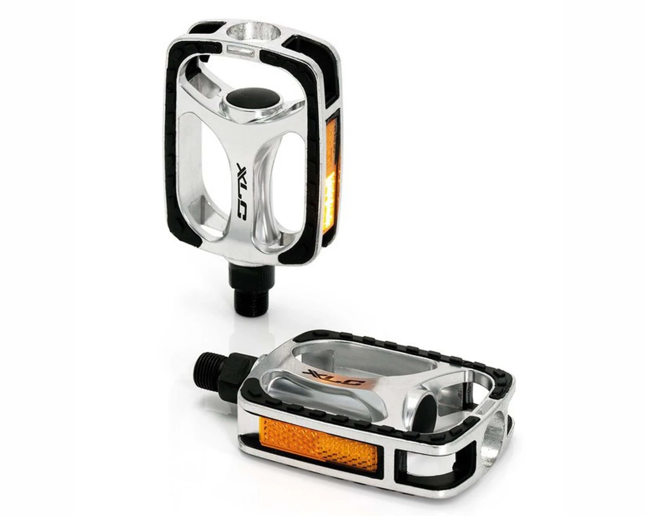 XLC City-/Comfort-Pedal PD-C03 Alu Mit Gummiauflage | Silber-schwarz